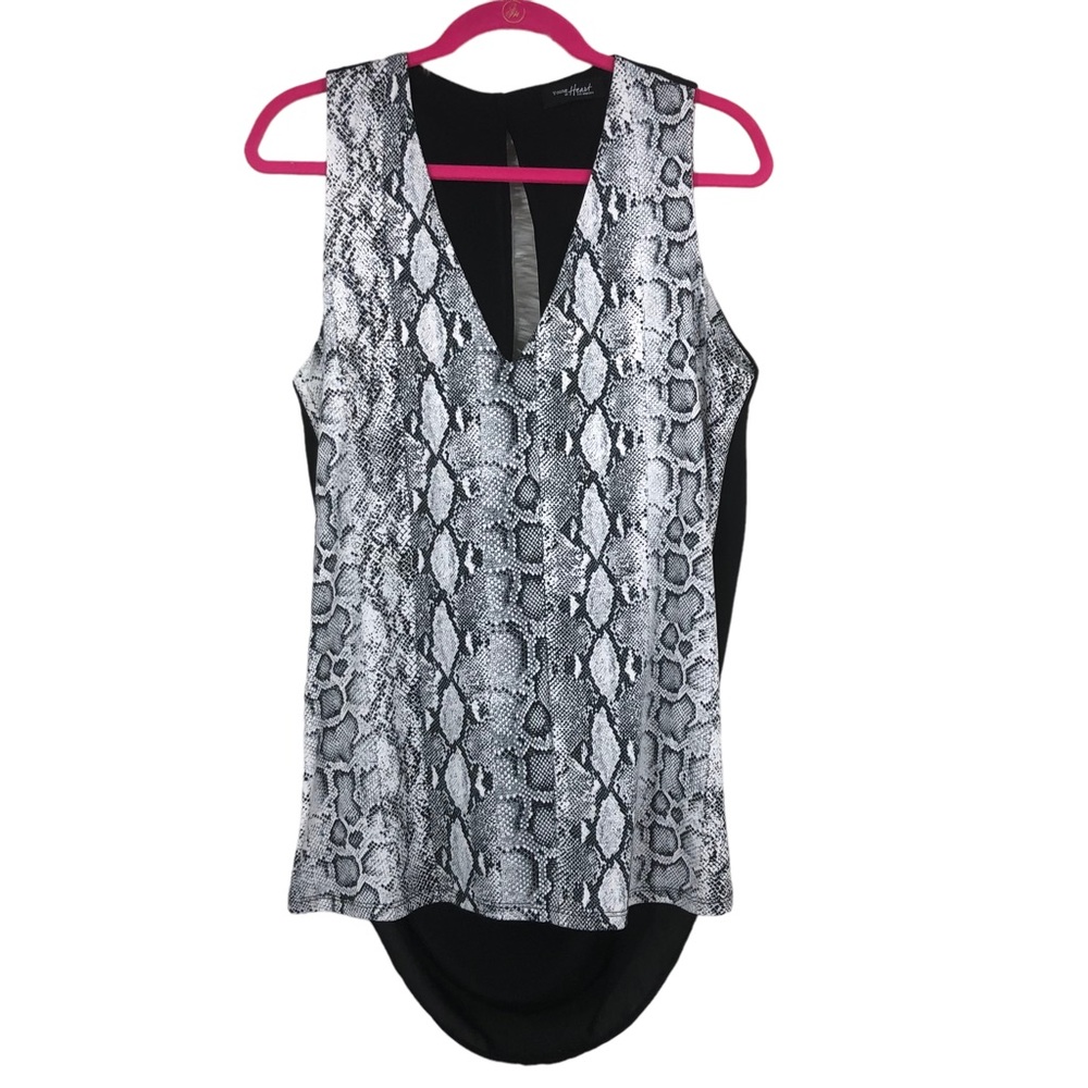 Python Snake Print Sleeveless, Backless Tunic Top, Super Soft Mixed Fabric SZ M